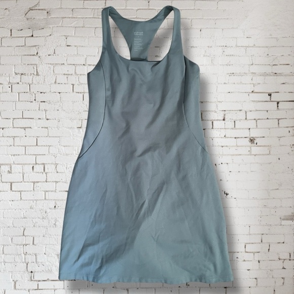 GIRLFRIEND COLLECTIVE Paloma Stretch-Jersey Tennis Dress Lagoon Aqua Blue Small - Picture 2 of 9